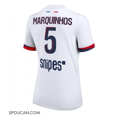 Zenski Nogometni Dres Paris Saint-Germain Marquinhos #5 Gostujuci 2025-26 Kratak Rukav Zenski Nogometni Dres Paris Saint-Germain Marquinhos #5 Gostujuci 2025-26 Kratak Rukav